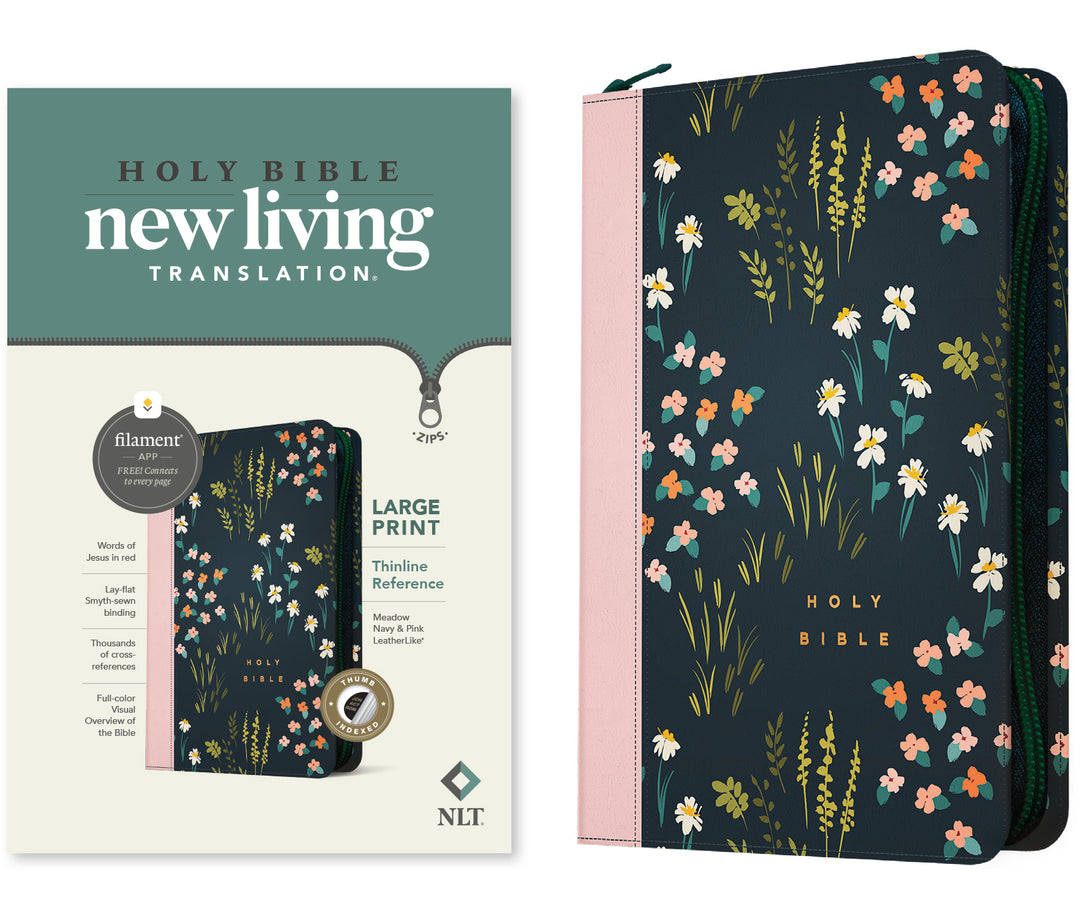 NLT Large Print Thinline Reference Zipper Bible, Filament - Re-vived