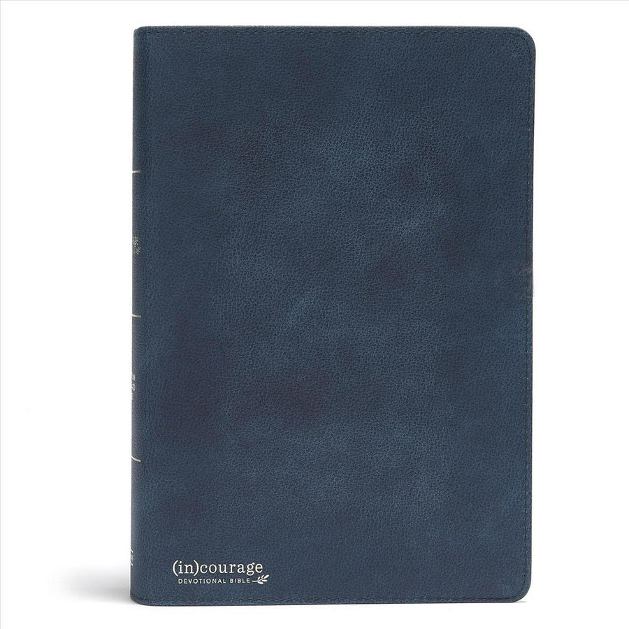 CSB (in)courage Devotional Bible, Navy Leather, Indexed - Re-vived