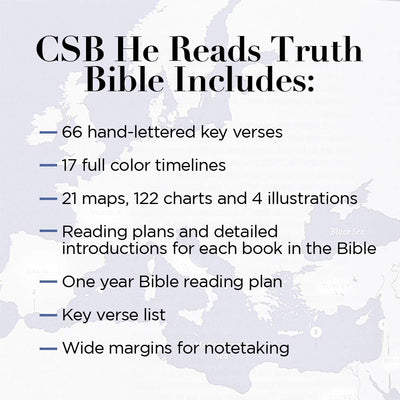 CSB He Reads Truth Bible, Green Cloth Over Board Indexed