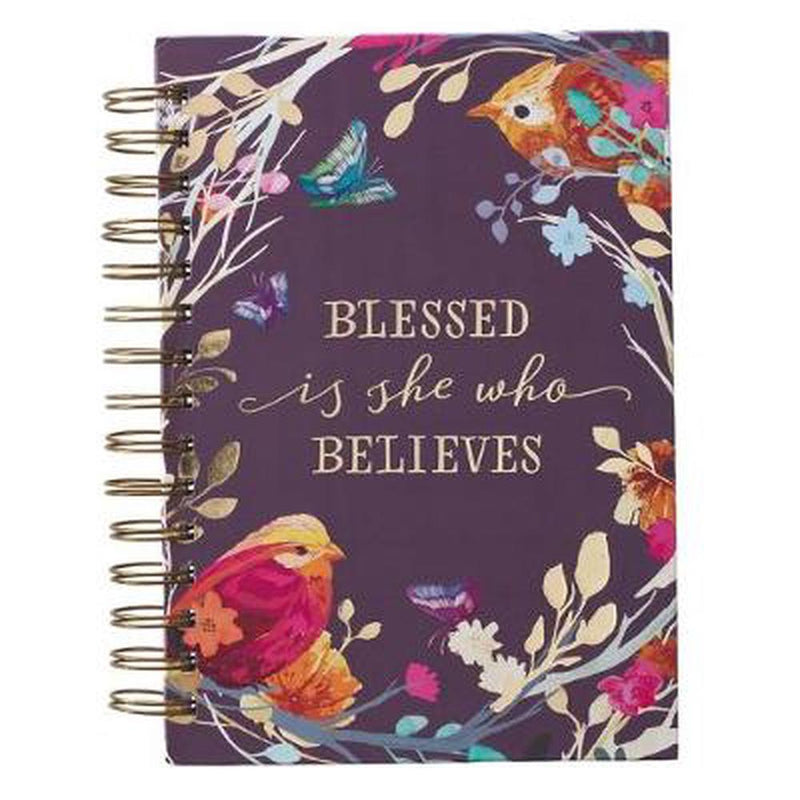Blessed is She Purple Large Wirebound Journal
