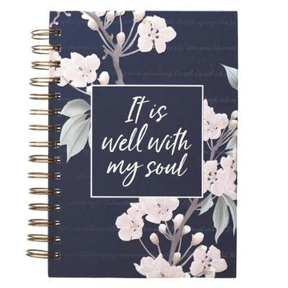 It is Well Navy Large Wirebound Journal