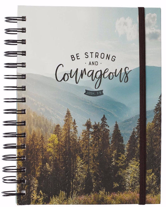 Strong and Courageous Large Wirebound Journal with Elastic
