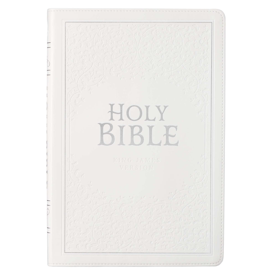 KJV Large Print Thinline Bible, White, Thumb Indexed - Re-vived