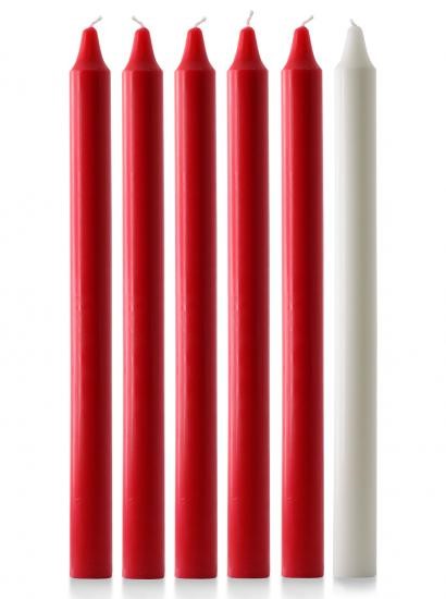 Advent Candle Set 15" x 1 1/8" - 5 Red, 1 White - Re-vived
