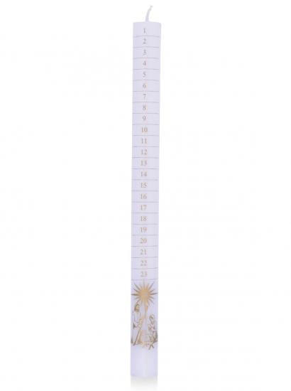Numbered Advent Candle 12"x7/8" White/Nativity (Individual) - Re-vived