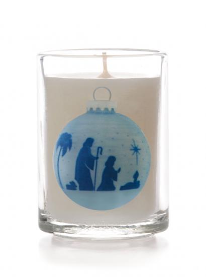 Joseph/Mary/Child Glass Non Scented Candle (Individual)
