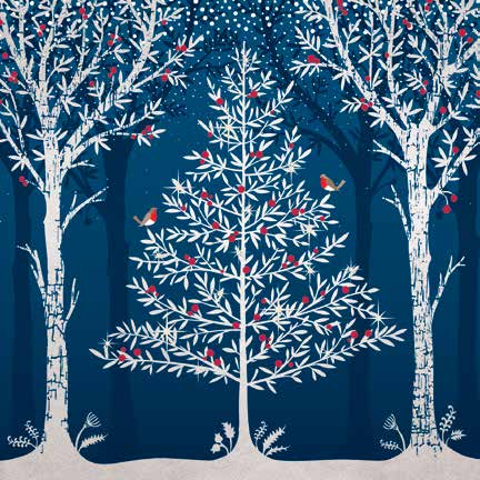 Christmas Cards: Silver Foiled Trees (Pack of 4)