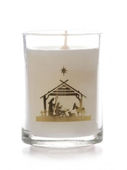 Nativity Glass Non Scented Candle (Individual)