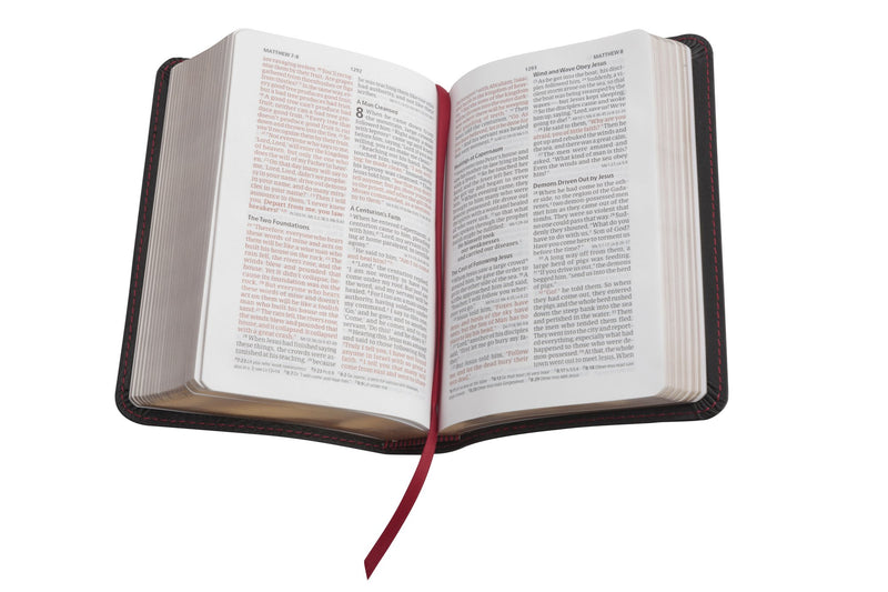 CSB Large Print Compact Reference Bible, Black Leathertouch