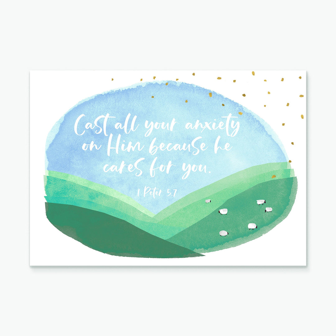 Cast All Your Anxiety (Hillside) Greeting Card - Re-vived