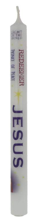 White Advent Candle (12 inches): Names of Jesus - Re-vived