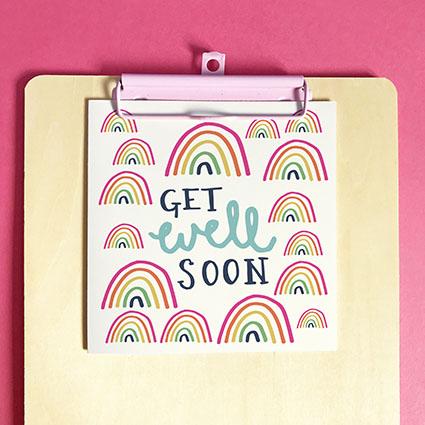 Get Well Soon Greeting Card & Envelope - Re-vived