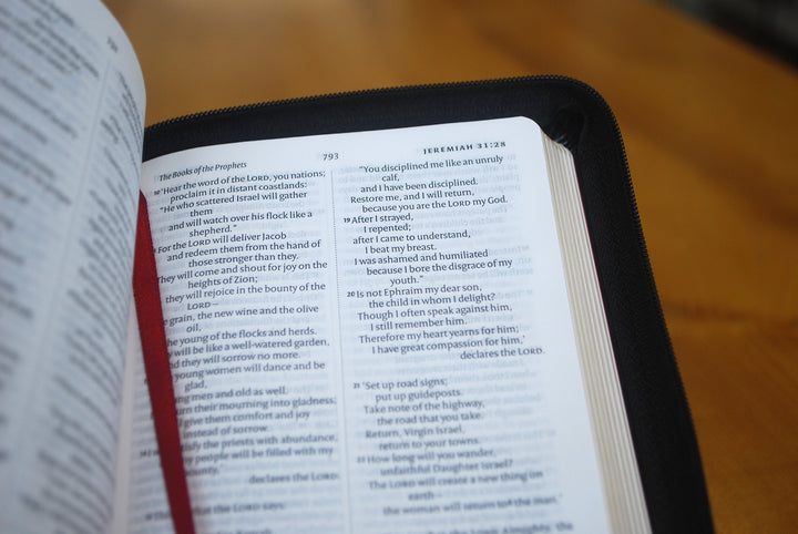 NIV Pocket Black Bonded Leather Bible With Zip - Re-vived
