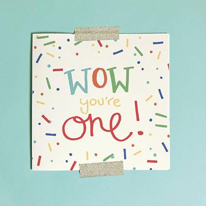 Wow You're One Greeting Card & Envelope - Red - Re-vived