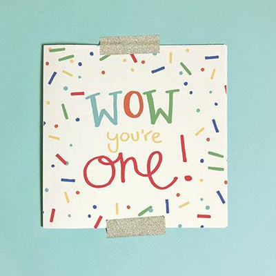 Wow You're One Greeting Card & Envelope - Red - Re-vived