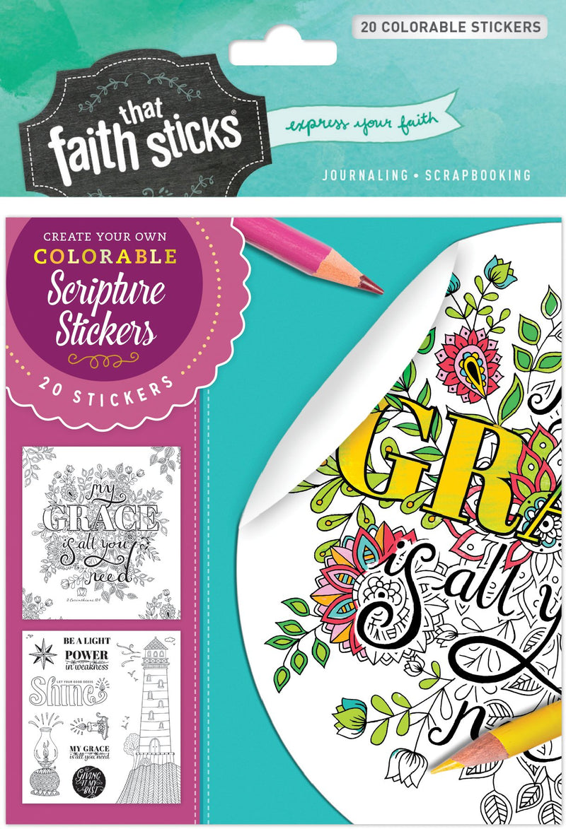2 Corinthians 12:9 Colorable Stickers - Re-vived